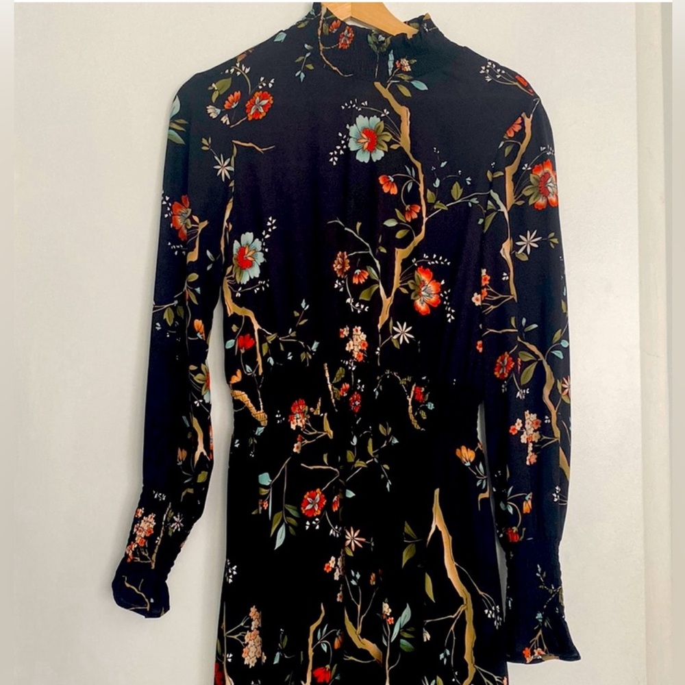 Nanette Lapore | Smocked floral high neck Midi dress